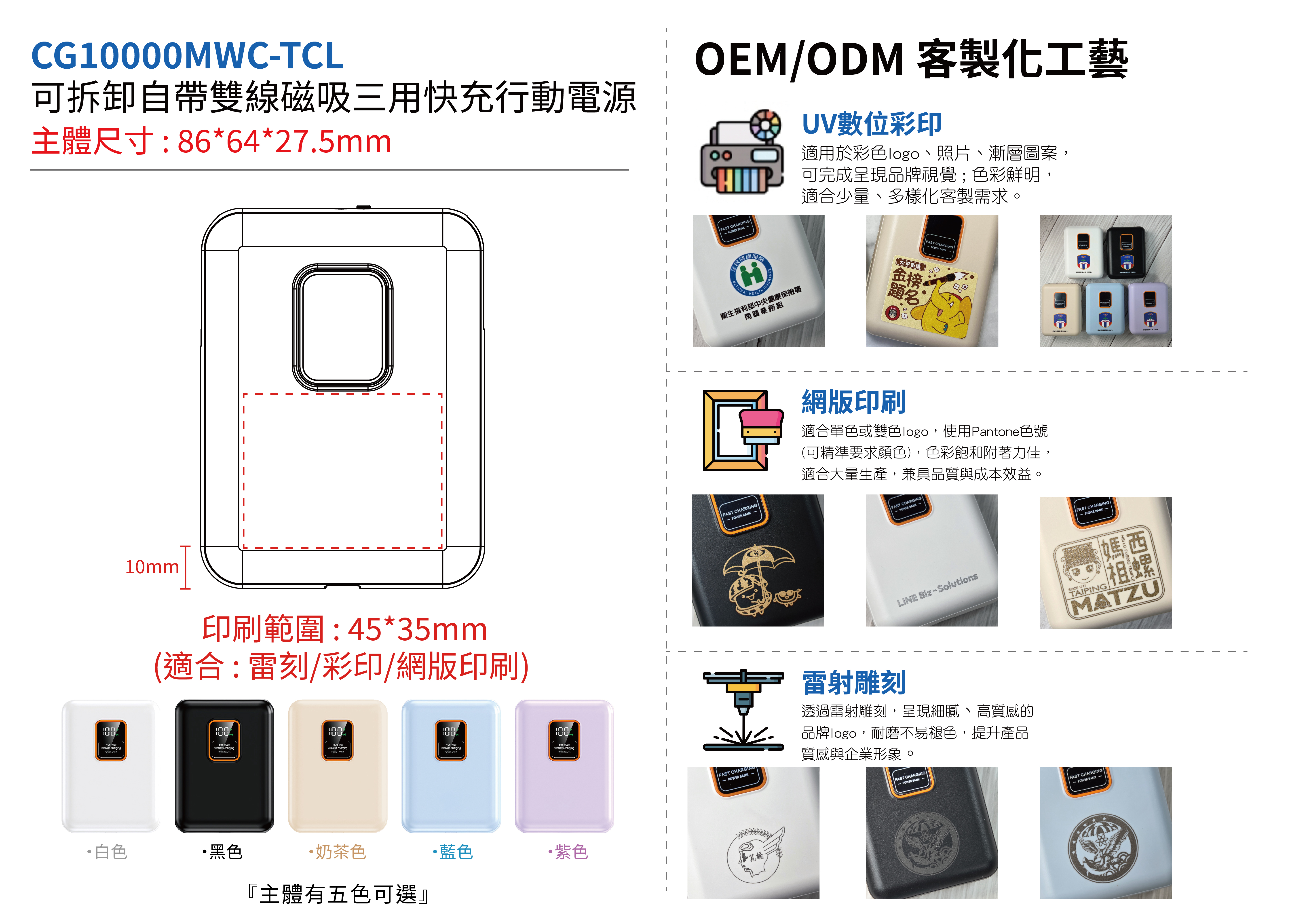 CG10000MWC-TCL 主體客製範圍與印刷位置